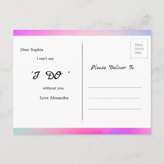 Zal je mijn Bridesmaid White Palm uitnodiging zijn (Achterkant)