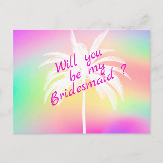 Zal je mijn Bridesmaid White Palm uitnodiging zijn (Voorkant)