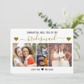 Zal je mijn Bridesmaid zijn 4 fotocollage? Kaart (Staand voorkant)