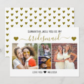 Zal je mijn Bridesmaid zijn 4 fotocollage? Kaart (Voorkant / Achterkant)