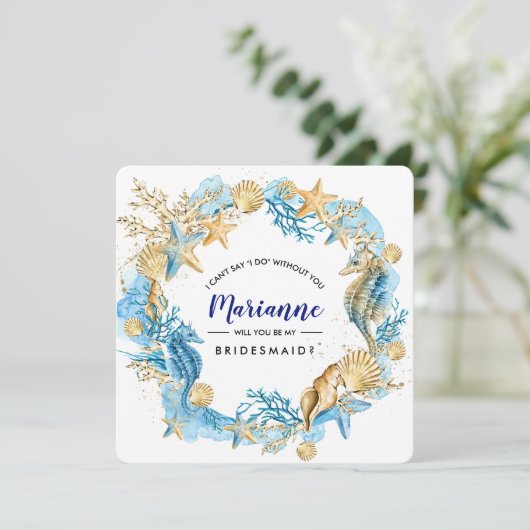 Zal je mijn Bridesmaid zijn? Beach Seaside Seashel Kaart (Staand voorkant)
