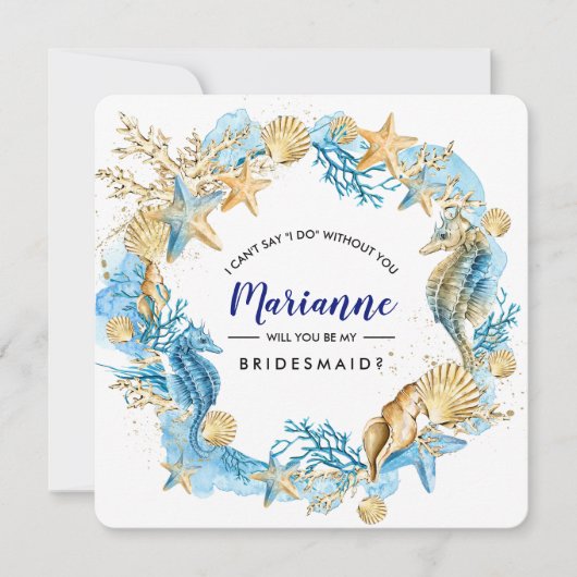 Zal je mijn Bridesmaid zijn? Beach Seaside Seashel Kaart (Voorkant)