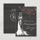 Zal je mijn Bridesmaid zijn - Bride en Flowers Kaart (Voorkant / Achterkant)