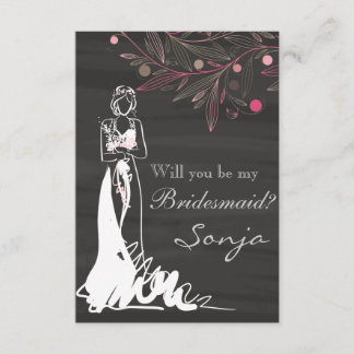Zal je mijn Bridesmaid zijn - Bride en Flowers Kaart