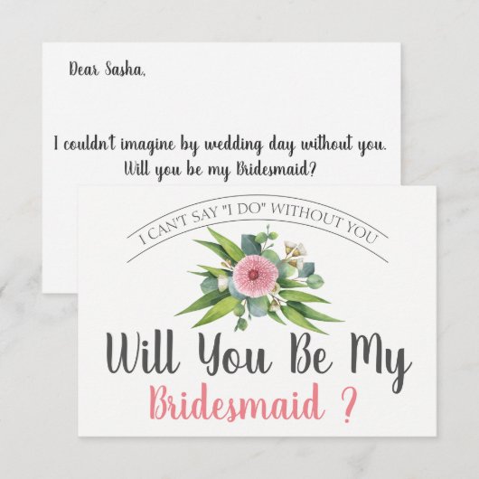 Zal je mijn Bridesmaid zijn? | Bridesmaid Card Kaart (Voorkant / Achterkant)