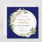 Zal je mijn Bridesmaid zijn? | Elegant Blue Floral Kaart (Voorkant)