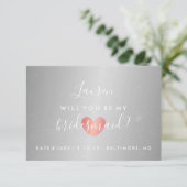 Zal je mijn Bridesmaid zijn - Glam Heart Silver Kaart (Staand voorkant)