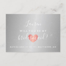 Zal je mijn Bridesmaid zijn - Glam Heart Silver