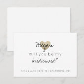 Zal je mijn Bridesmaid zijn - Glitter Heart's Fab  Kaart (Voorkant / Achterkant)