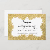 Zal je mijn Bridesmaid zijn? Glittered Gold Glam Kaart (Voorkant / Achterkant)