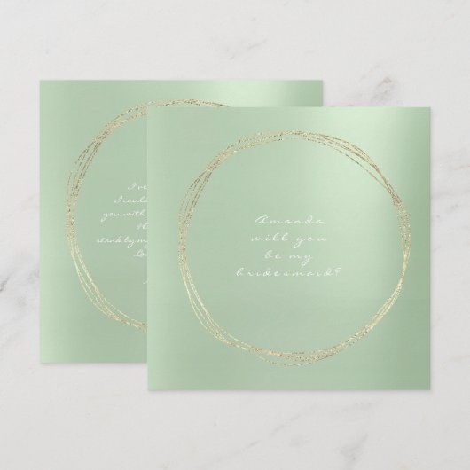 Zal je mijn Bridesmaid zijn? Groene luxe goudbruin Kaart (Voorkant / Achterkant)