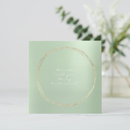 Zal je mijn Bridesmaid zijn? Groene luxe goudbruin Kaart (Staand voorkant)