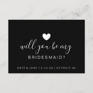 Zal je mijn Bridesmaid zijn - Heart White Black Kaart