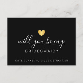 Zal je mijn Bridesmaid zijn - Heart Yellow Gold Kaart