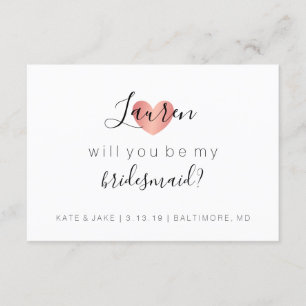 Zal je mijn Bridesmaid zijn - Heart's glam roze Kaart