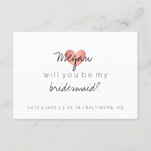 Zal je mijn Bridesmaid zijn - Heart's glam roze Kaart
