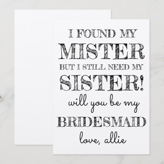 Zal je mijn Bridesmaid zijn? | Kaart (Voorkant / Achterkant)