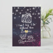 Zal je mijn Bridesmaid zijn, Mason Jar Paarse lich Kaart (Staand voorkant)