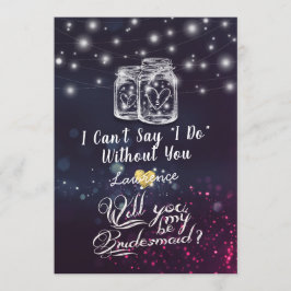 Zal je mijn Bridesmaid zijn, Mason Jar Paarse lich Kaart