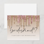 Zal je mijn Bridesmaid zijn? Meerdere glitterdrupp Kaart (Voorkant / Achterkant)