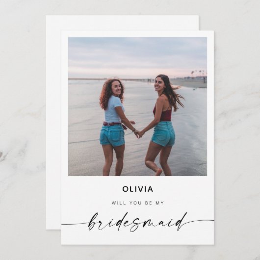 Zal je mijn Bridesmaid zijn? | Moderne fotokaart (Voorkant / Achterkant)
