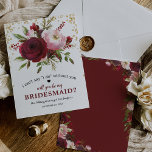 Zal je mijn Bridesmaid zijn? | Rustic Burgundy Blu Kaart<br><div class="desc">Als je iemand vraagt om je bruidsmeisje te zijn voor je toekomstige bruiloft, waarom kies je dan niet voor deze elegante herfst/winterbruidskaarten voor de sjabloon. Deze persoonlijke uitnodiging zal je vriend, zus, neef, nicht, dochter of wie dan ook die extra speciaal voelen. De bruidskaart heeft een klassieke witte achtergrond, een...</div>