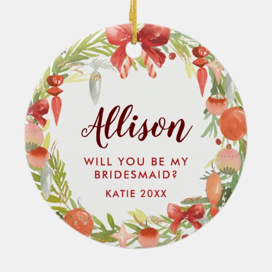 Zal je mijn Bridesmaid zijn? | Voorstel Bridesmaid Keramisch Ornament (Achterkant)