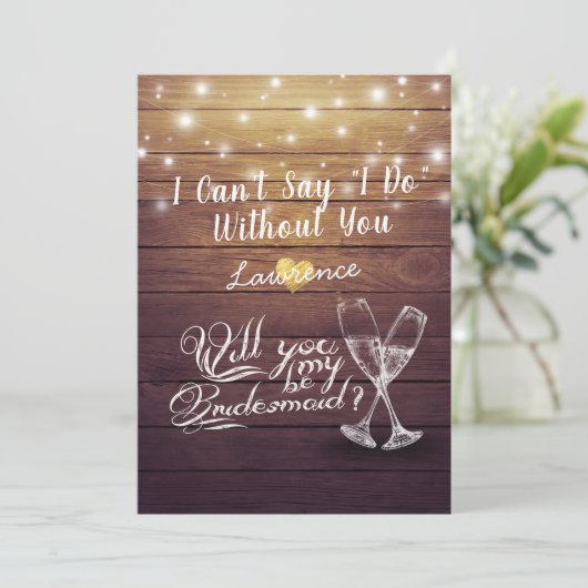 Zal je mijn bruidbruine champagne zijn? kaart (Staand voorkant)