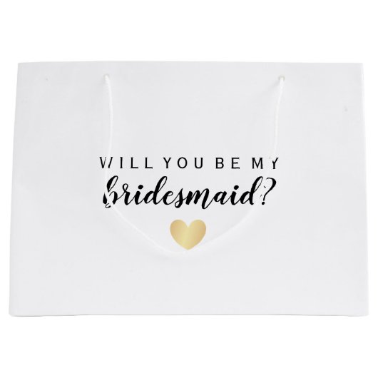 Zal je mijn bruidbruine goudConfetti hart zijn? Groot Cadeauzakje (Voorkant)