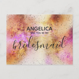 Zal je mijn bruidbruine gouden roze hemel zijn? uitnodiging briefkaart