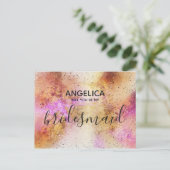 Zal je mijn bruidbruine gouden roze hemel zijn? uitnodiging briefkaart (Staand voorkant)