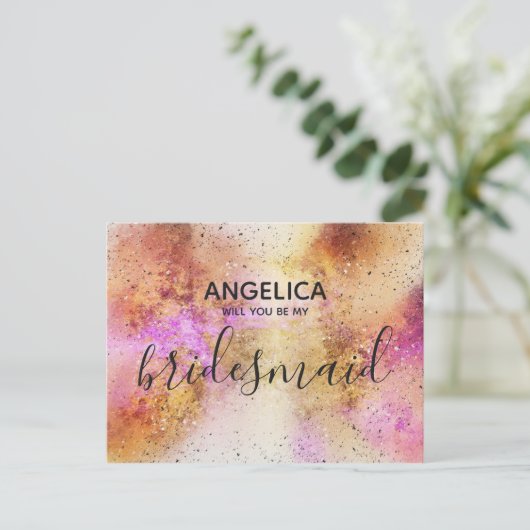 Zal je mijn bruidbruine gouden roze hemel zijn? uitnodiging briefkaart (Staand voorkant)