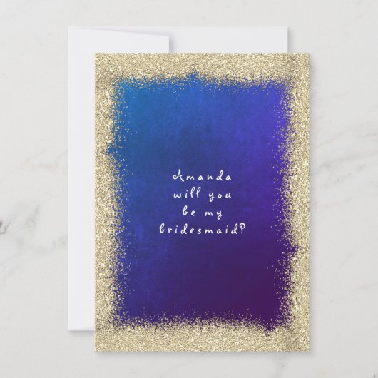 Zal je mijn bruidbruine goudglitter kobalt blauw z kaart (Voorkant)
