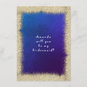 Zal je mijn bruidbruine goudglitter kobalt blauw z kaart