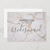 Zal je mijn bruidbruine marmer zijn? uitnodiging briefkaart (Voorkant / Achterkant)