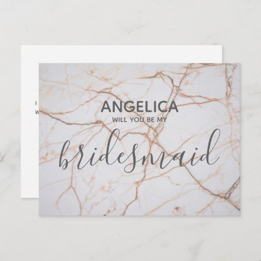 Zal je mijn bruidbruine marmer zijn? uitnodiging briefkaart (Voorkant / Achterkant)