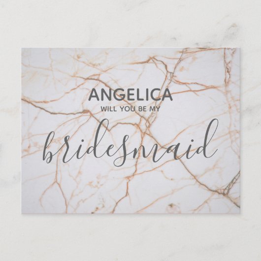 Zal je mijn bruidbruine marmer zijn? uitnodiging briefkaart (Voorkant)