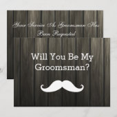 Zal je mijn bruidegom zijn Witte snor Houten Kaart (Voorkant / Achterkant)