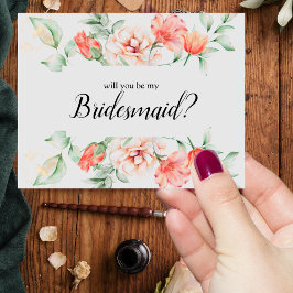 Zal je mijn bruidkoraalRoos Waterverf zijn? Kaart