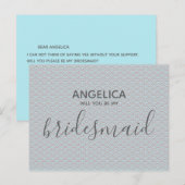 Zal je mijn bruidmaid  aqua Pattern zijn? Uitnodiging Briefkaart (Voorkant / Achterkant)