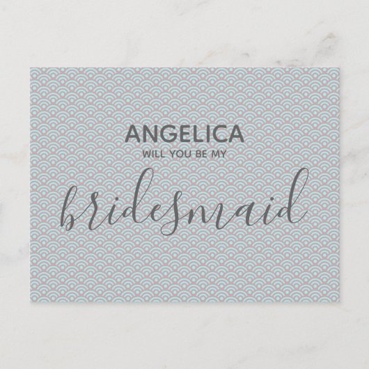 Zal je mijn bruidmaid  aqua Pattern zijn? Uitnodiging Briefkaart (Voorkant)