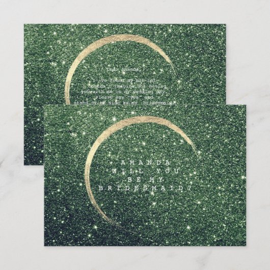 Zal je mijn bruidmaid Cali Green Gold Glitter zijn Kaart (Voorkant / Achterkant)