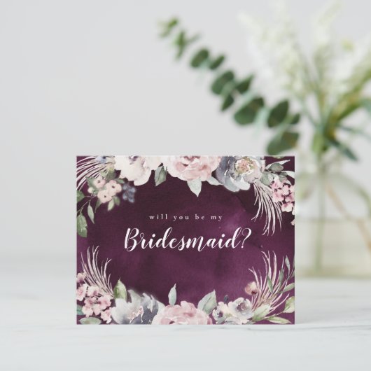 Zal je mijn bruidmaid elegant boho floral worden? kaart (Staand voorkant)