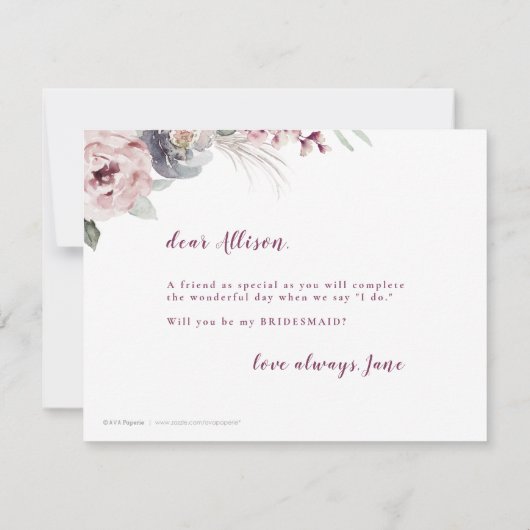 Zal je mijn bruidmaid elegant boho floral worden? kaart (Achterkant)