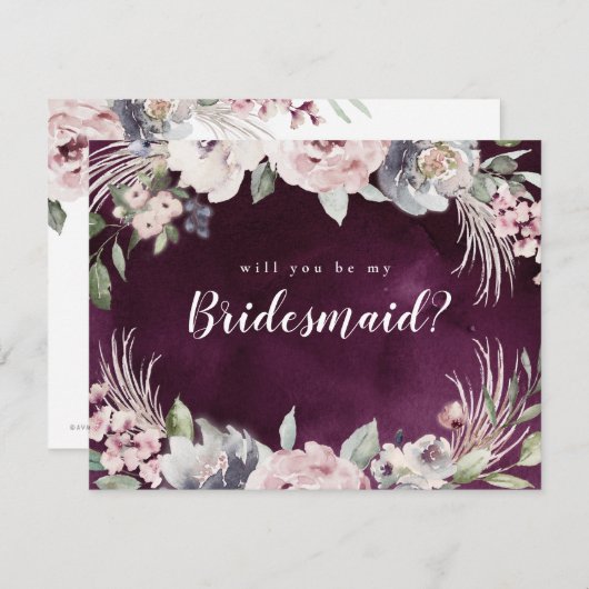 Zal je mijn bruidmaid elegant boho floral worden? kaart (Voorkant / Achterkant)