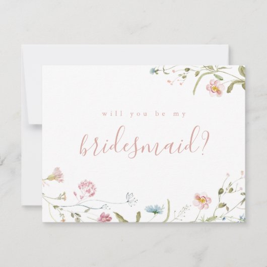 Zal je mijn bruidmaid Elegant Wildflower Boho zijn Kaart (Voorkant)