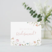 Zal je mijn bruidmaid Elegant Wildflower Boho zijn Kaart (Staand voorkant)