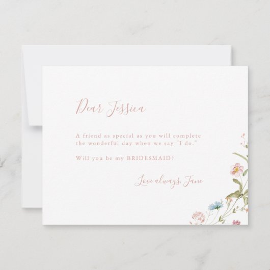 Zal je mijn bruidmaid Elegant Wildflower Boho zijn Kaart (Achterkant)