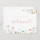 Zal je mijn bruidmaid Elegant Wildflower Boho zijn Kaart (Voorkant / Achterkant)