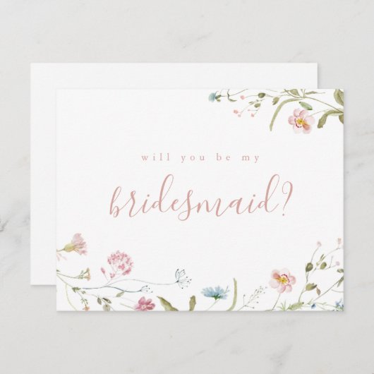 Zal je mijn bruidmaid Elegant Wildflower Boho zijn Kaart (Voorkant / Achterkant)